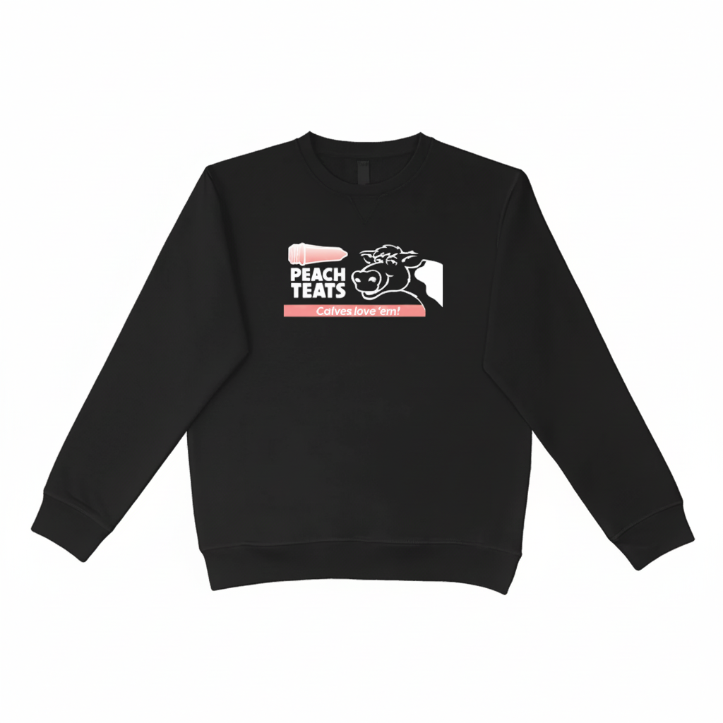 Crew Neck - Peach Teats Horizontal Logo