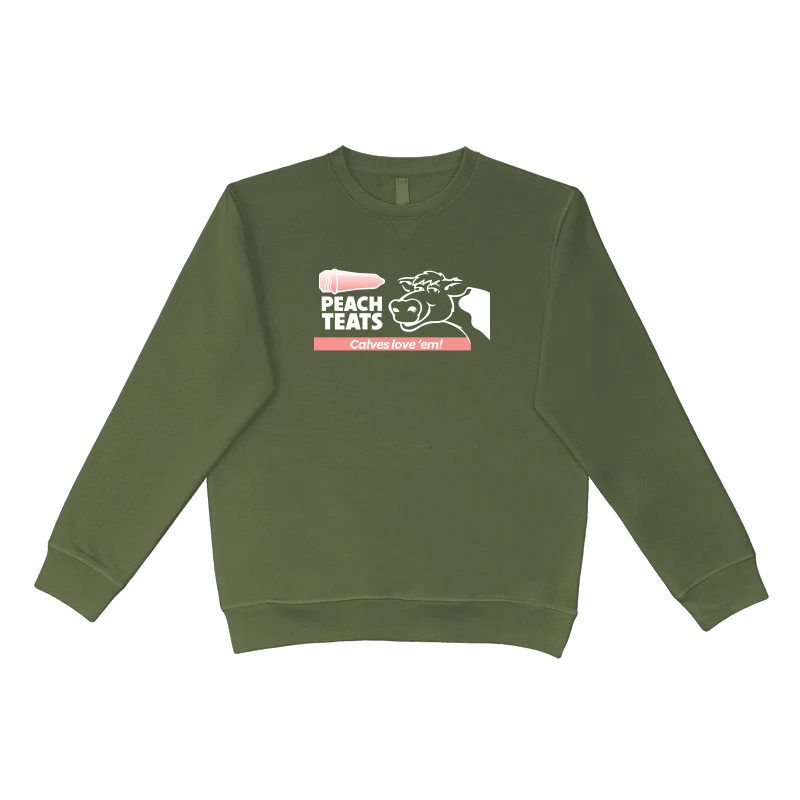 Crew Neck - Peach Teats Horizontal Logo